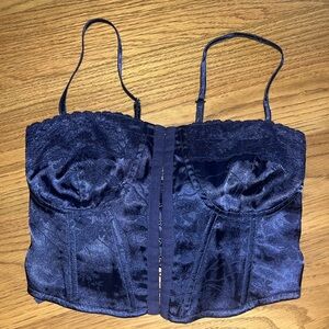 La Hearts Midnight Blue Lace Bustier